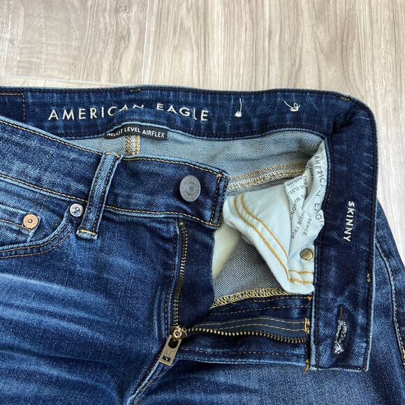 American Eagle Next level AirFlex Skinny Distressed blue Jeans Size W28 L30 - Picture 7 of 11